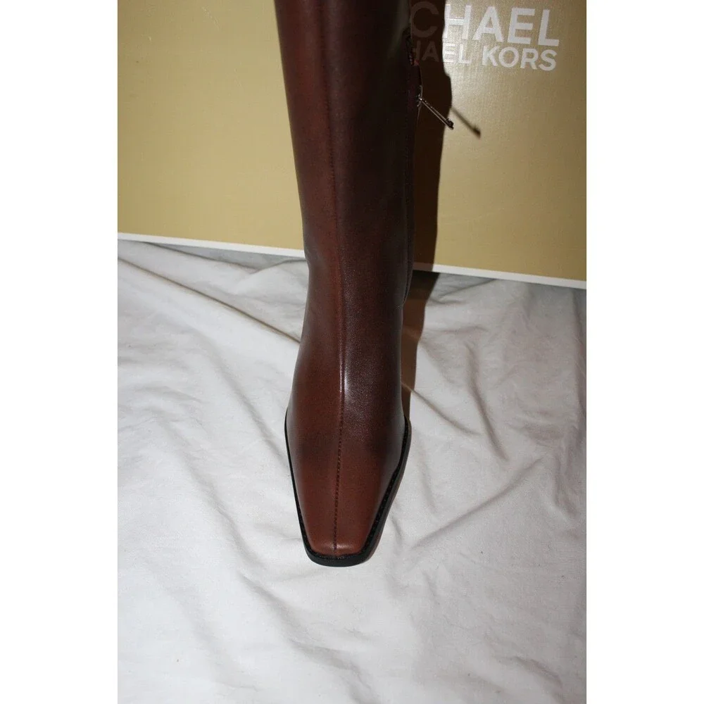Michael Kors Women's Darrah Burnished Leather Riding Boos Knee High Luggage 7 WS